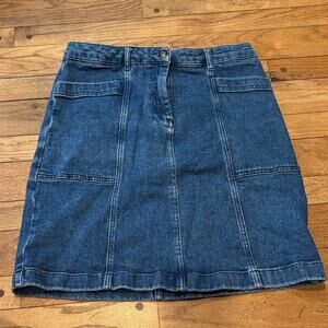 Boden Dark Blue Denim Pencil Skirt 8L